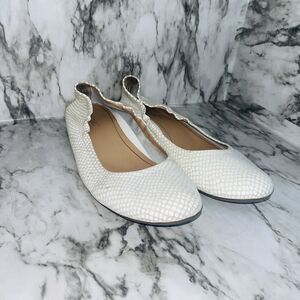 Vionic Alexa Lizard Ballet Flats White Women 9.5 Balletcore Preppy Chic